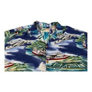 VTG Paradise Found Shirt Men’s 4XL Hawaiian Button Planes Warbirds